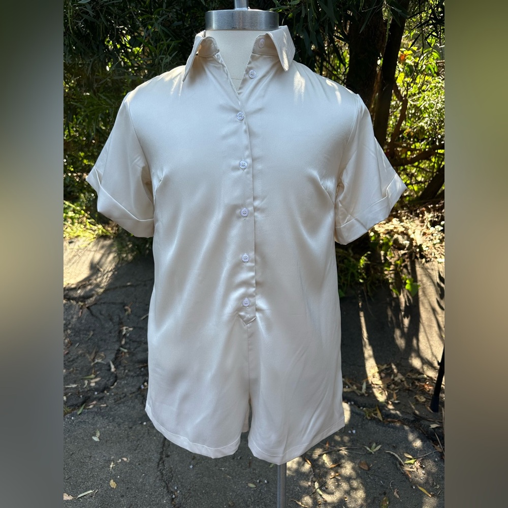 Issey Miyake Archive cream silk button up shirt Size S #luxury #silk